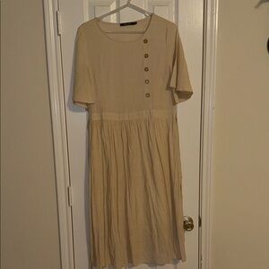 Elegant Beige Button-Down Dress